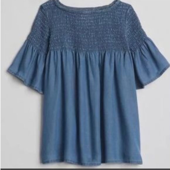 GAP KIDS - Chambray Smock top with ruffle sleeves - Picture 1 of 5